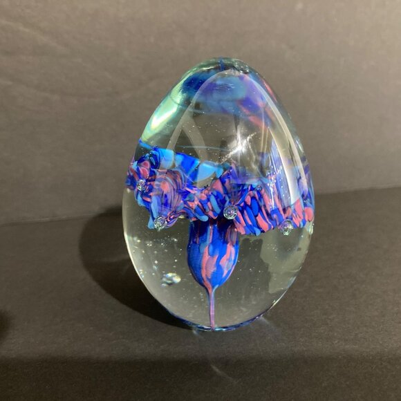 Vintage Roger Vines 1986 Glass Egg Mount St Helens Ash Figurine Paperweight - Picture 1 of 9